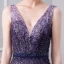 Charmant Dégradé De Couleur Violet Robe De Soirée 2019 Trompette / Sirène V-Cou Perlage Cristal En Dentelle Fleur Faux Diamant Sans Manches Dos Nu Ceinture Longue Robe De Ceremonie