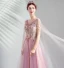 Élégant Rose Bonbon Robe De Ceremonie 2019 Princesse Encolure Dégagée En Dentelle Fleur Cristal Manches Courtes Dos Nu Longue Robe De Bal