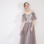 Élégant Gris Robe De Soirée 2019 Princesse Bretelles Spaghetti Appliques En Dentelle Fleur Manches Courtes Dos Nu Longue Robe De Ceremonie
