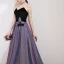 Sjarmerende Purple Stjernehimmelen Selskapskjoler 2019 Prinsesse Suede Strapless Glitter Polyester Appliques Uten Ermer Ryggløse Feie Tog Formelle Kjoler