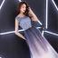 Charmant Grape Dégradé De Couleur 2019 Princesse Robe De Soirée Encolure Dégagée Paillettes Métal Ceinture Sans Manches Dos Nu Longue Robe De Ceremonie
