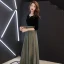 Elegant Svart Selskapskjoler 2019 Prinsesse Suede Scoop Halsen Glitter Polyester 3/4 Ermer Lange Formelle Kjoler