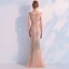 Luxury / Gorgeous Champagne Handmade  Beading Evening Dresses  2019 Trumpet / Mermaid High Neck Crystal Rhinestone Sleeveless Floor-Length / Long Formal Dresses