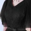 Chic / Beautiful Black Homecoming Graduation Dresses 2019 A-Line / Princess V-Neck Bow Lace Flower Short Sleeve Tea-length Formal Dresses