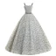 Elegant Grey Prom Dresses 2019 A-Line / Princess Suede Spaghetti Straps Glitter Star Sleeveless Backless Floor-Length / Long Formal Dresses