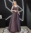 Charmant Silber Abendkleider 2019 A Linie Ärmellos Glanz Polyester Perle Strass Stoffgürtel V-Ausschnitt Rückenfreies Lange Festliche Kleider