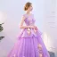 Chic / Beautiful Lilac Prom Dresses 2019 A-Line / Princess Scoop Neck Appliques Lace Flower Pearl Backless Sleeveless Chapel Train Formal Dresses