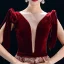 Elegant Burgundy Evening Dresses  2019 A-Line / Princess Square Neckline Suede Sleeveless Backless Printing Floor-Length / Long Formal Dresses