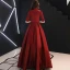 Vintage / Retro Modest / Simple Burgundy Prom Dresses 2019 A-Line / Princess High Neck 1/2 Sleeves Floor-Length / Long Formal Dresses