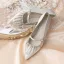 Elegant White Wedding Rhinestone Satin Wedding Shoes 2021 7 cm Stiletto Heels Pointed Toe Pumps High Heels
