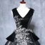 Elegant Black Prom Dresses 2019 Ball Gown V-Neck Suede Appliques Lace Crystal Sleeveless Backless Floor-Length / Long Formal Dresses