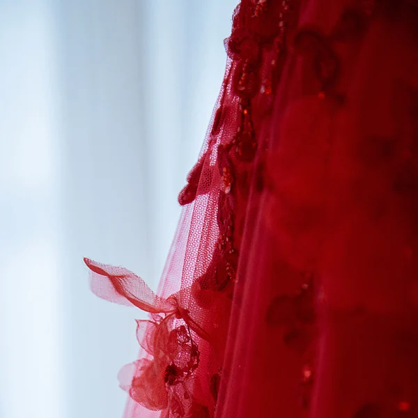 Chic / Beautiful Burgundy Evening Dresses 2019 A-Line / Princess Scoop Neck Beading Crystal Lace Flower Appliques 3/4 Sleeve Sweep Train Formal Dresses