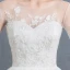 Affordable Ivory Wedding Dresses 2019 A-Line / Princess Scoop Neck Lace Flower 1/2 Sleeves Backless Court Train