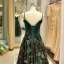 Vintage / Retro Dark Green Evening Dresses  2019 A-Line / Princess Spaghetti Straps Suede Beading Crystal Sleeveless Backless Printing Floor-Length / Long Formal Dresses