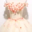Chic / Beautiful Champagne Prom Dresses 2019 Ball Gown Off-The-Shoulder Lace Flower Appliques Short Sleeve Backless Floor-Length / Long Formal Dresses