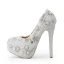 Chic / Beautiful White Wedding Shoes 2019 Appliques Pearl Rhinestone Crystal 14 cm Stiletto Heels Round Toe Wedding Pumps