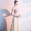 Elegant Champagne Prom Dresses 2019 A-Line / Princess Scoop Neck Appliques Lace Flower Sleeveless Floor-Length / Long Formal Dresses