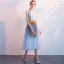 Chic / Belle Dégradé De Couleur de retour Robe De Graduation 2018 Princesse Appliques Titulaire Dos Nu Sans Manches Mi-Longues Robe De Ceremonie