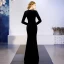 Elegant Solid Color Black Evening Dresses  2019 Trumpet / Mermaid V-Neck Suede Rhinestone Long Sleeve Floor-Length / Long Formal Dresses