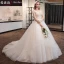 Élégant Champagne Robe De Mariée 2018 Robe Boule En Dentelle Fleur V-Cou Dos Nu Sans Manches Royal Train Mariage