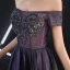 Elegant Grape Evening Dresses  2019 A-Line / Princess Off-The-Shoulder Beading Crystal Sequins Short Sleeve Backless Floor-Length / Long Formal Dresses