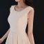 Elegant Ensfarget Champagne Selskapskjoler 2019 Prinsesse Scoop Halsen Perle Rhinestone Uten Ermer Lange Formelle Kjoler