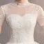 Élégant Ivoire Robe De Mariée 2019 Robe Boule Encolure Dégagée Perlage Cristal En Dentelle Fleur Manches Courtes Dos Nu Cathedral Train