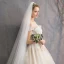 Élégant Champagne Robe De Mariée 2019 Princesse Encolure Dégagée Volants Perlage Perle En Dentelle Fleur Manches Courtes Dos Nu Royal Train
