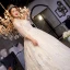 Scintillantes Champagne Grande Taille Robe De Mariée 2019 Robe Boule V-Cou Paillettes 1/2 Manches Dos Nu Chapel Train