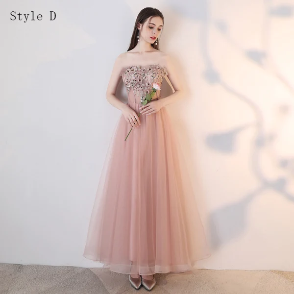 Elegant Blushing Pink Homecoming Graduation Dresses 2019 A-Line / Princess Lace Flower Pearl Rhinestone Backless Floor-Length / Long Formal Dresses