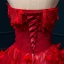 Chinese style Red Wedding Dresses 2019 A-Line / Princess Strapless Appliques Lace Flower Beading Pearl Sleeveless Backless Floor-Length / Long