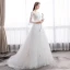 Élégant Ivoire Robe De Mariée 2019 Princesse V-Cou En Dentelle Fleur Manches de cloche Dos Nu Train De Balayage