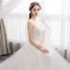 Elegant Ivory Wedding Dresses 2019 A-Line / Princess Spaghetti Straps Sequins Lace Flower Sleeveless Backless Court Train