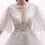 Élégant Ivoire Robe De Mariée 2019 Princesse V-Cou En Dentelle Fleur Manches Courtes Dos Nu Tribunal Train