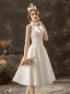 Modest / Simple Ivory Wedding Dresses 2019 A-Line / Princess High Neck Lace Flower Buttons Sleeveless Knee-Length