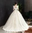 Audrey Hepburn Style Champagne Wedding Dresses 2019 A-Line / Princess Ruffle Scoop Neck Beading Lace Flower Sleeveless Backless Floor-Length / Long