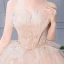 Luxury / Gorgeous Champagne Wedding Dresses 2019 Ball Gown Strapless Rhinestone Pearl Lace Flower Sequins Sleeveless Backless Royal Train