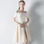 Modest / Simple Champagne Homecoming Graduation Dresses 2018 A-Line / Princess Off-The-Shoulder Backless Sleeveless Knee-Length Formal Dresses