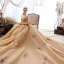 Luxe Champagne Robe De Mariée 2019 Princesse De l'épaule Perlage Paillettes En Dentelle Fleur Manches Courtes Dos Nu Royal Train