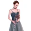 Chic / Belle Bleu D'encre Robe De Soirée 2019 Princesse Bretelles Spaghetti Noeud Sans Manches Dos Nu Thé Longueur Robe De Ceremonie