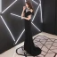 Elegant Sorte Selskabskjoler 2019 Havfrue Scoop Neck Beading Rhinestone Kort Ærme Lange Kjoler