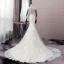Sexy Champagne Wedding Dresses 2019 Trumpet / Mermaid Scoop Neck Sequins Pearl Lace Flower Long Sleeve Backless Court Train