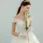 Élégant Champagne Robe De Mariée 2019 Princesse De l'épaule Perlage Paillettes En Dentelle Fleur Manches Courtes Cathedral Train