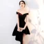 Modest / Simple Black Party Dresses 2018 A-Line / Princess Embroidered Off-The-Shoulder Sleeveless Short Formal Dresses