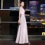 Chic / Beautiful Blushing Pink Evening Dresses  2019 A-Line / Princess Scoop Neck Glitter Polyester Sash Sleeveless Floor-Length / Long Formal Dresses