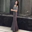 Glitzernden Grau Abendkleider 2019 Meerjungfrau Off Shoulder Glanz Polyester Pailletten Kurze Ärmel Rückenfreies Lange Festliche Kleider