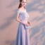 Elegante Lavendel Abendkleider 2019 A Linie Off Shoulder Spitze Kurze Ärmel Rückenfreies Lange Festliche Kleider