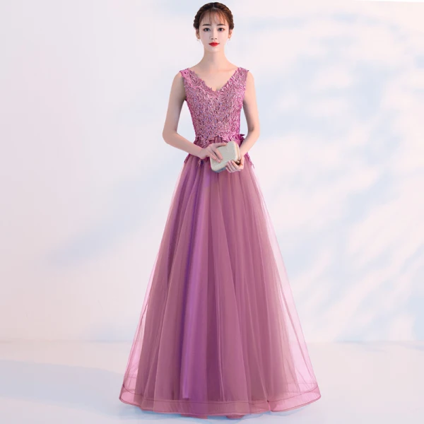 Affordable Pool Blue Evening Dresses 2019 A-Line / Princess V-Neck Lace Flower Sleeveless Backless Floor-Length / Long Formal Dresses