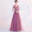 Affordable Pool Blue Evening Dresses  2019 A-Line / Princess V-Neck Lace Flower Sleeveless Backless Floor-Length / Long Formal Dresses
