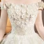 Chic / Belle Champagne Robe De Mariée 2019 Princesse De l'épaule Perle Paillettes Appliques En Dentelle Fleur Manches Courtes Dos Nu Chapel Train